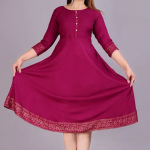 Women Solid Rayon Anarkali (Purple) (Product Code 05)